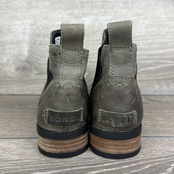 Sorel Emelie Chelsea Waterproof Quarry Leather Womens Sz 6.5 Pull On Ankle Boot - Picture 4 of 10